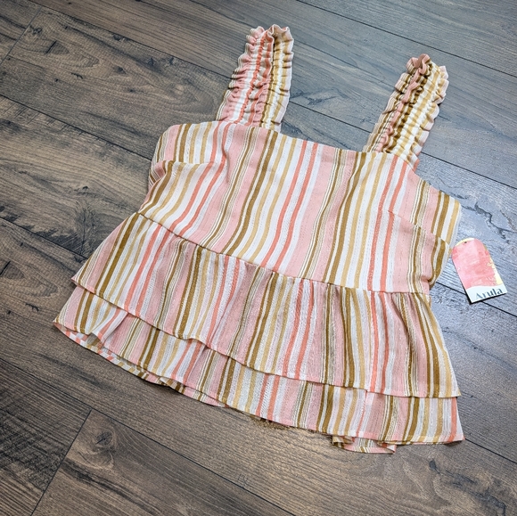 ARULA Tops - NWT ARULA Pink and Tan Striped Crop Top‎ Size 2X